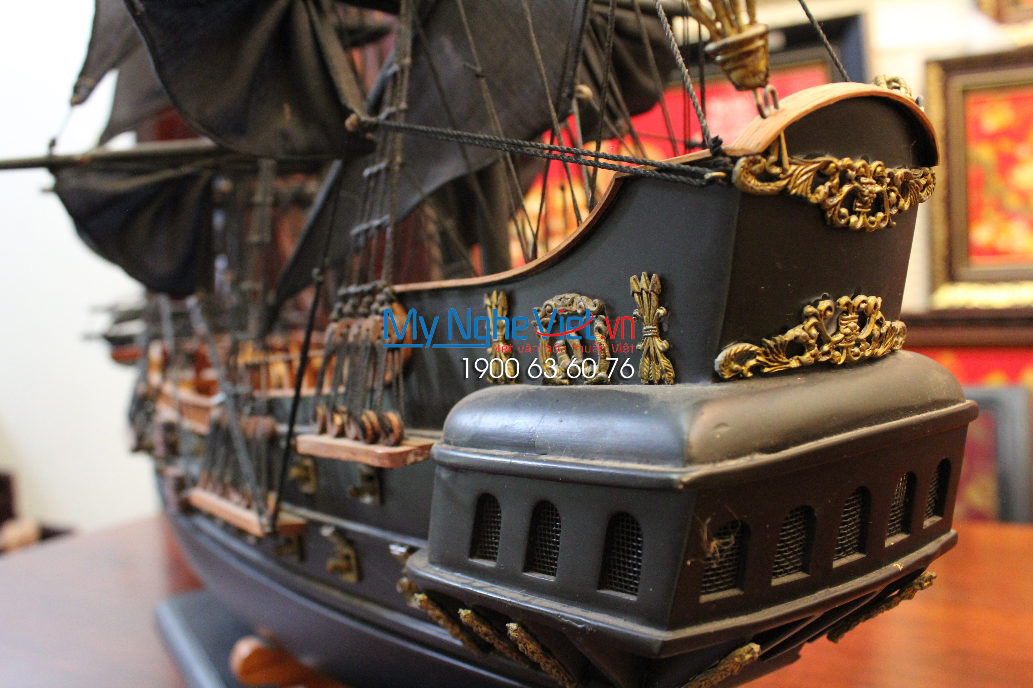 Mô hình tàu cướp biển Ngọc Trai Đen Black Pearl (Thân 80cm) MNV-TB17