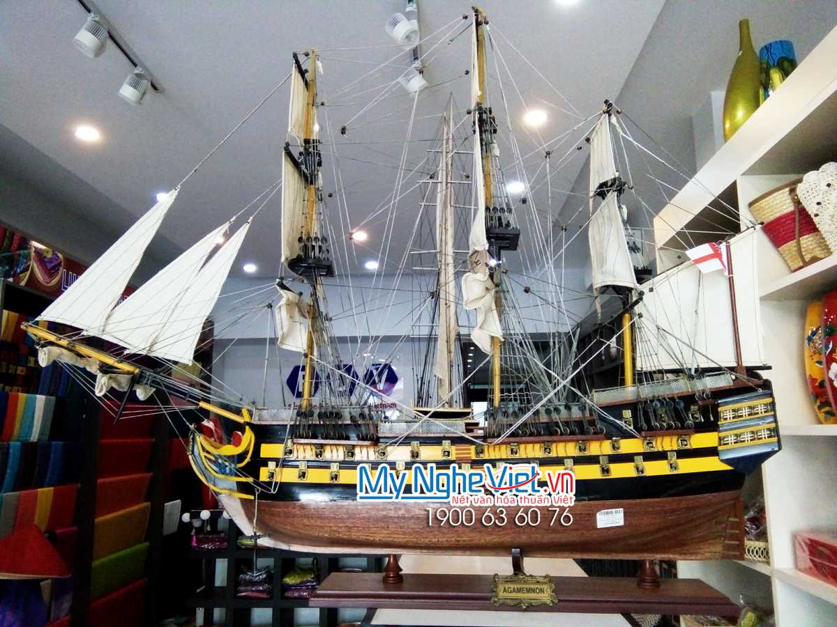 Mô Hình Tàu Chiến Cổ HMS Agamemnon (Sơn Vàng) Gỗ Căm Xe  Hàng Xuất Khẩu MNV-TB36