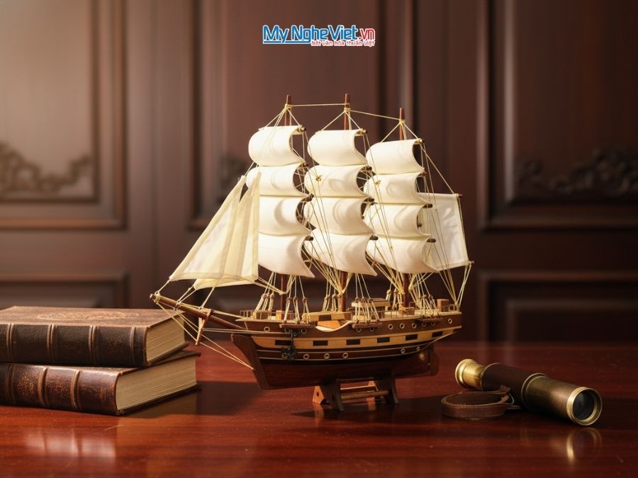 Mô hình thuyền buồm phong thủy France II 40cm MNV-TB026/1 - Mô hình thuyền trang trí