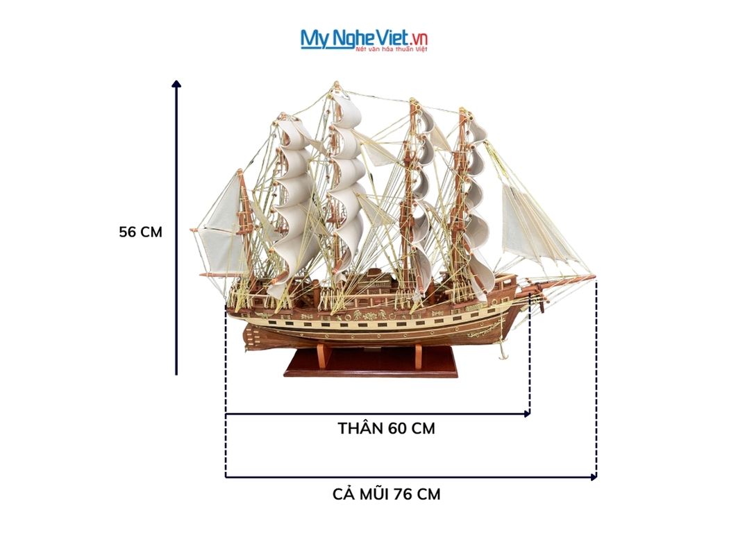 Mô Hình Tàu Chở Hàng France II Gỗ Đỏ (Thân 60cm) MNV-TB03-60cm – Thuyền thuận buồm xuôi gió