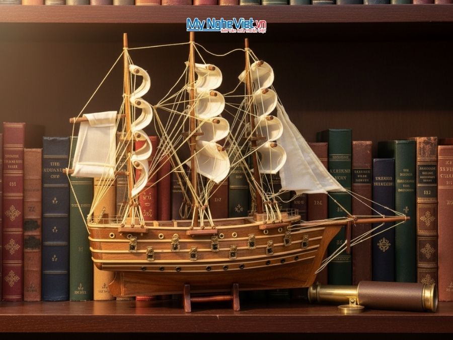 Combo Mô Hình Tàu Thuyền Chiến Cổ Jylland Và Hộp Ép Kim Cao Cấp CBMNV-TB27-1