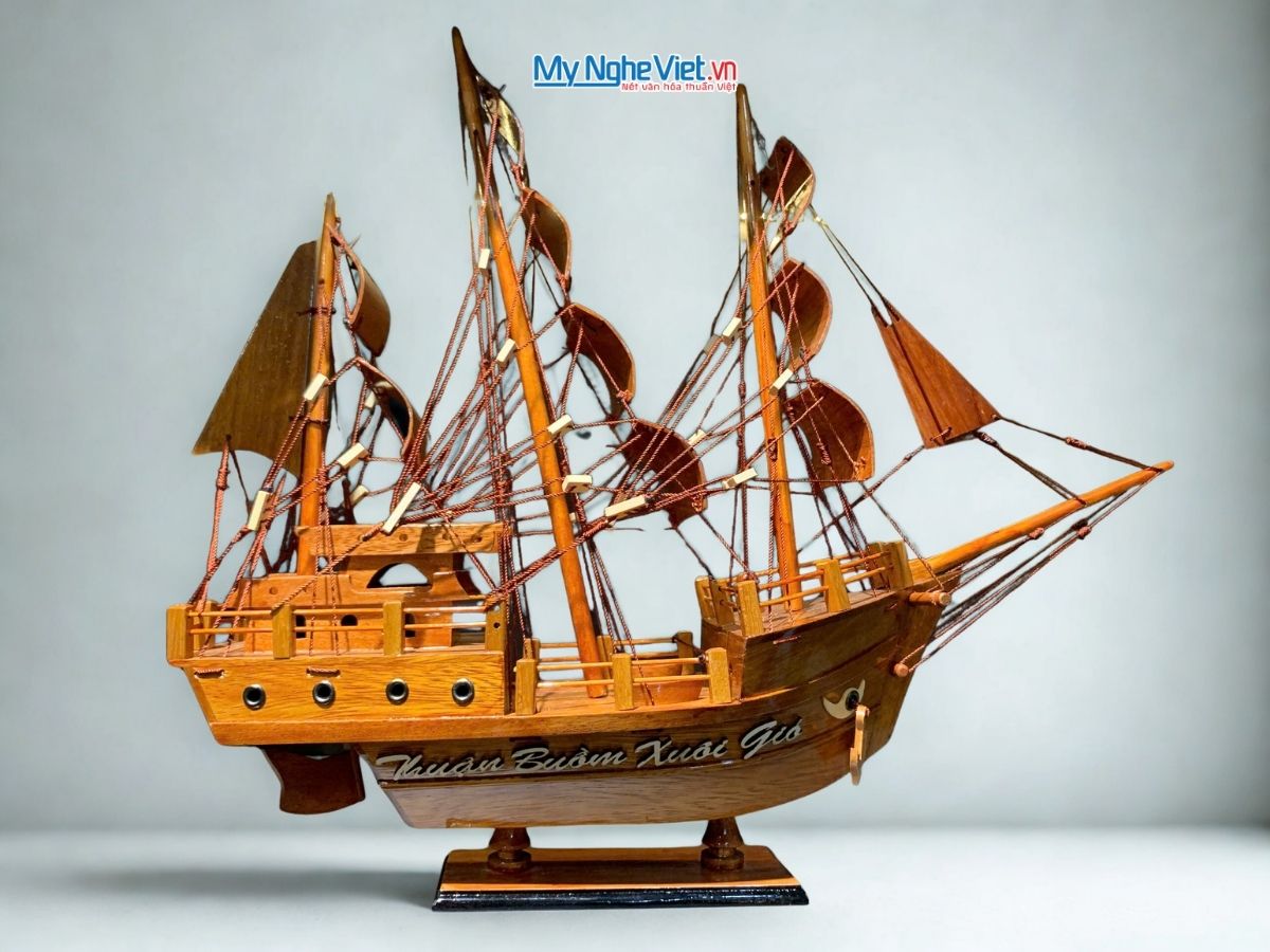 Mô Hình Thuyền Gỗ Thái Lan Gỗ Hương (Thân 40cm) MNV-TB15/40-1