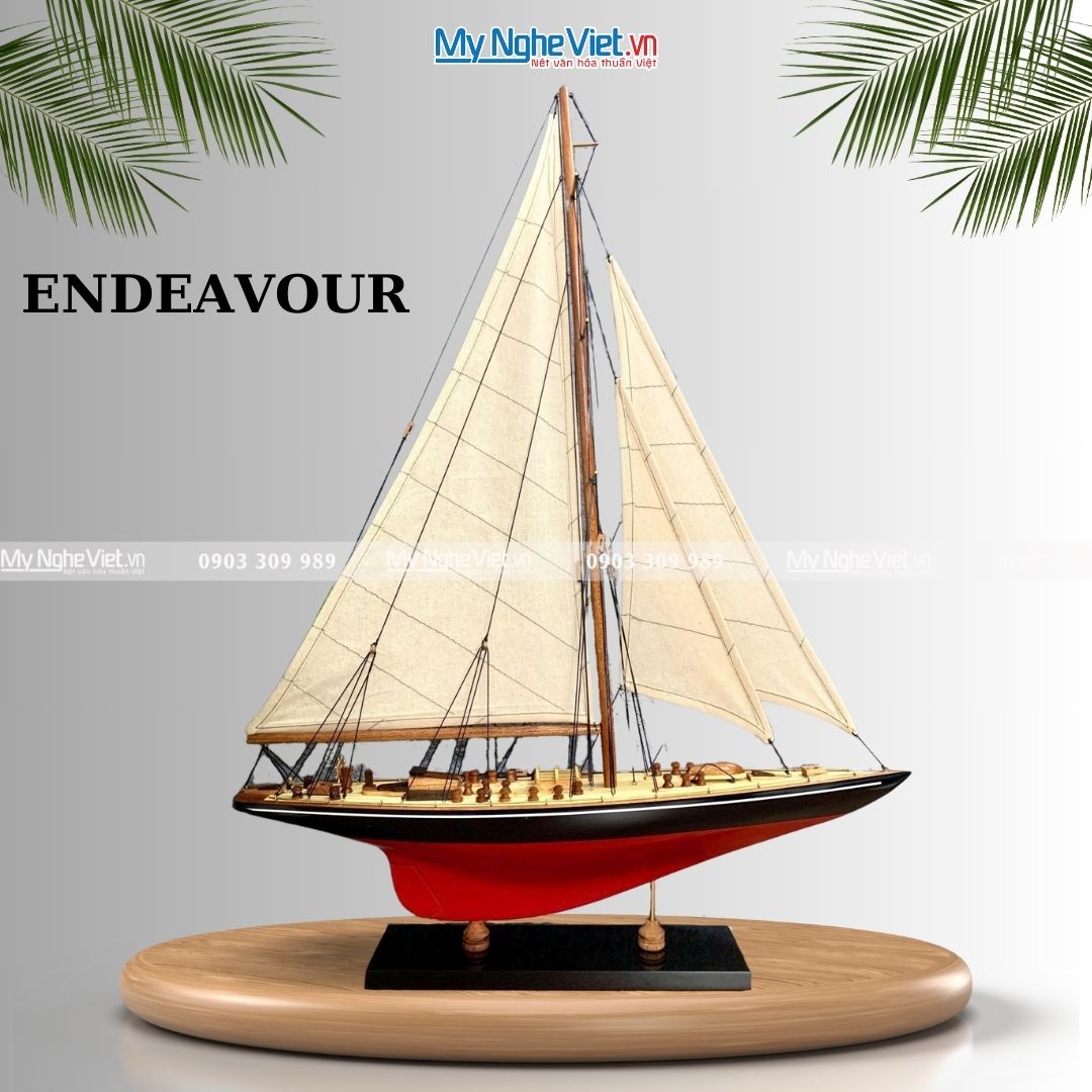 Mô Hình Du Thuyền Endeavour Màu Đỏ Và Đen (Thân 70cm cao 87cm)-MNV-TB23/7.1