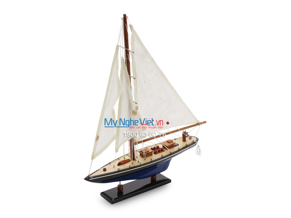 Mô hình thuyền Endeavour màu xanh và đen (Thân 50cm) MNV-TB23/1