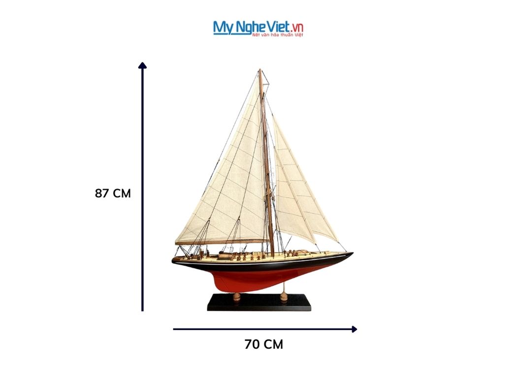 Mô Hình Du Thuyền Endeavour Màu Đỏ Và Đen (Thân 70cm cao 87cm) MNV-TB23/7.1 - Mô hình thuyền trang trí