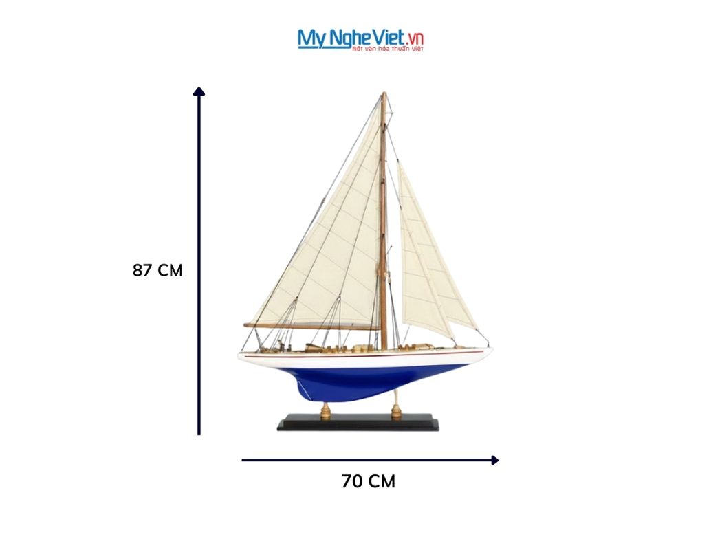 Mô Hình Du Thuyền Endeavour Màu Xanh (Thân 70cm cao 87cm) - MNV-TB23/7	
