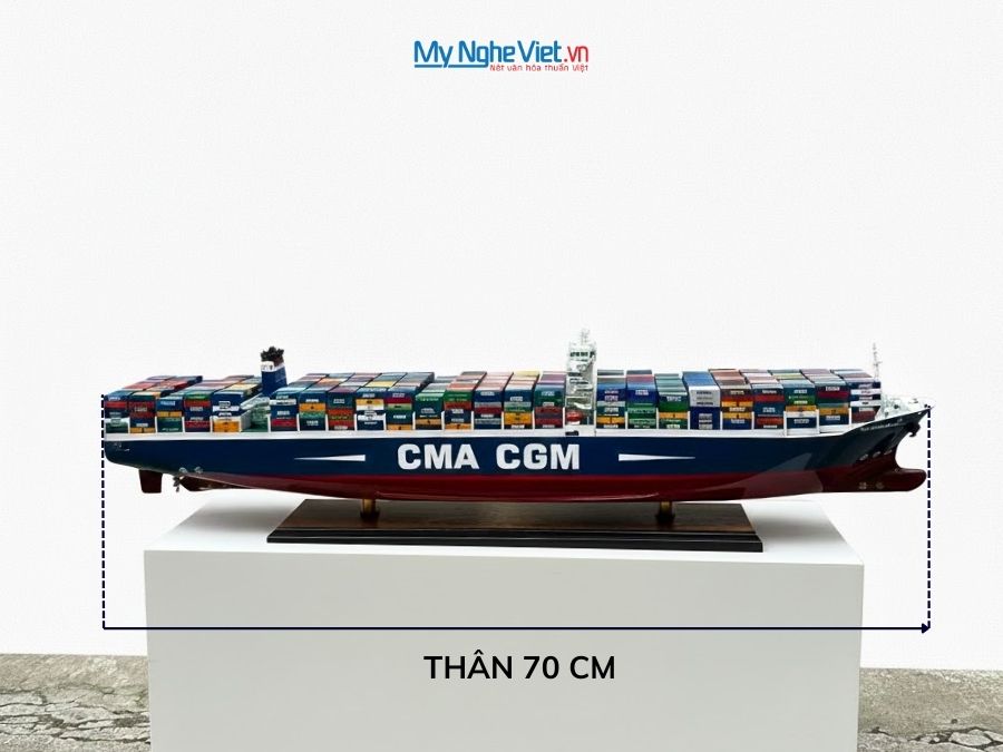 Mô Hình Tàu Container Gỗ Cao Cấp (Thân 70cm) - Mô hình thuyền gỗ trang trí