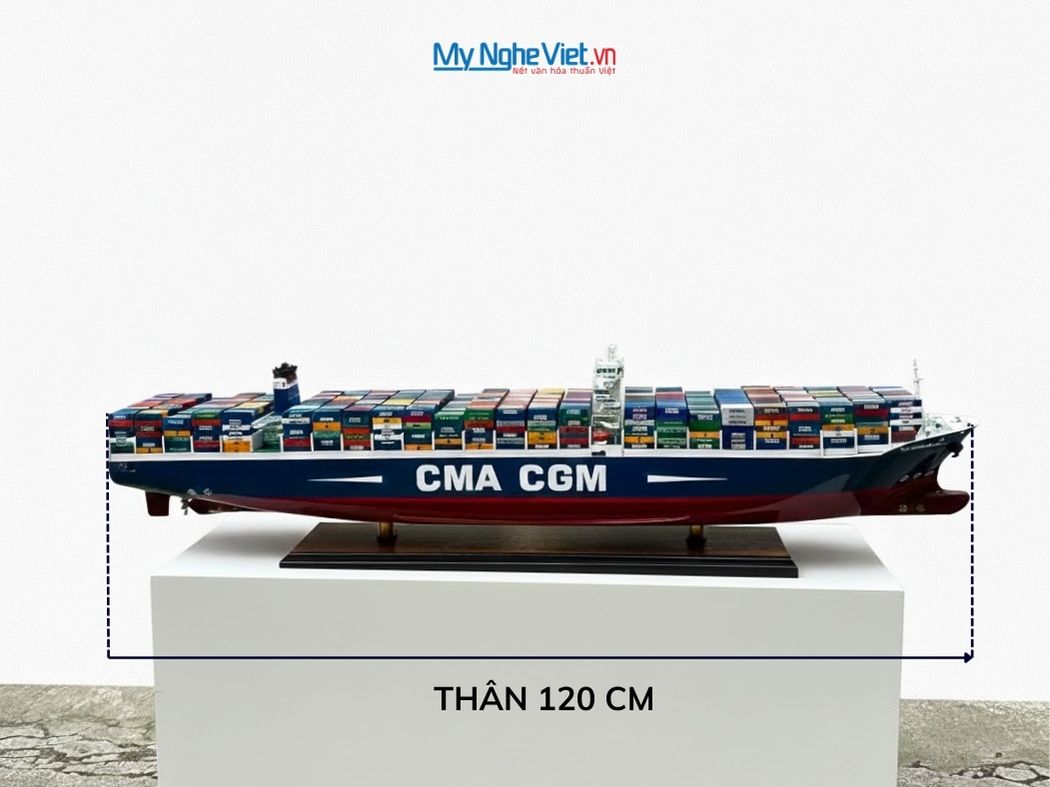 Mô Hình Tàu Container Gỗ Cao Cấp (Thân 120cm) - Mô hình thuyền gỗ trang trí
