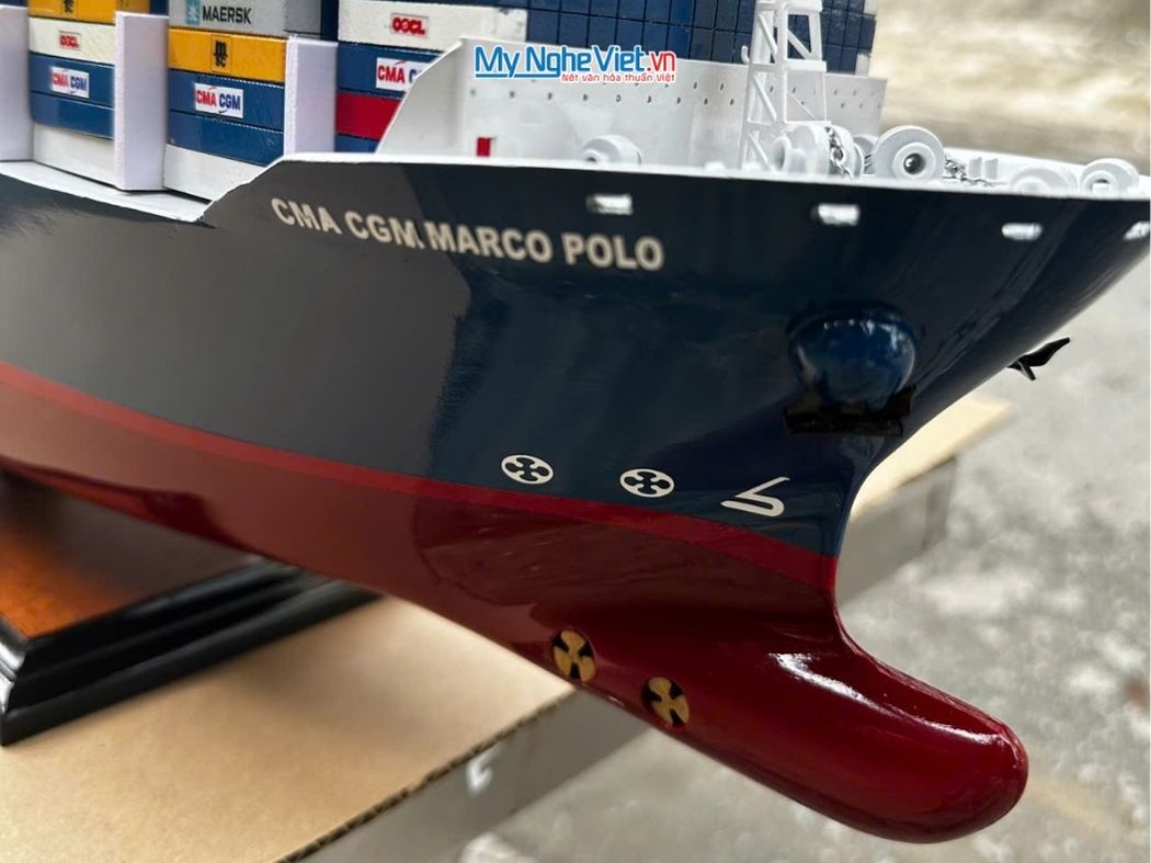 Mô Hình Tàu Container Gỗ Cao Cấp (Thân 70cm) - Mô hình thuyền gỗ trang trí