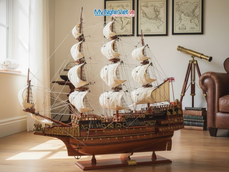 Mô Hình Tàu Thuyền Chiến Cổ Sovereign Of The Seas 1m2 MNV-TB14/1m2 - Mô hình thuyền buồm phong thủy