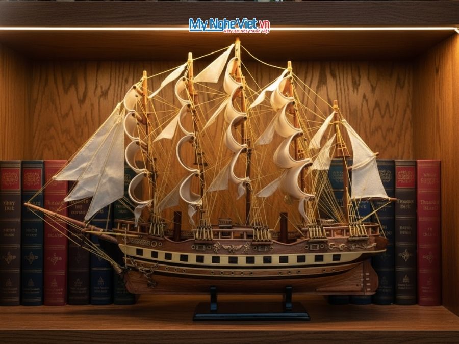 Mô Hình Tàu Thuyền FRANCE II Gỗ Còng (Thân 60cm)-MNV-TB03 - Mô hình thuyền buồm phong thủy