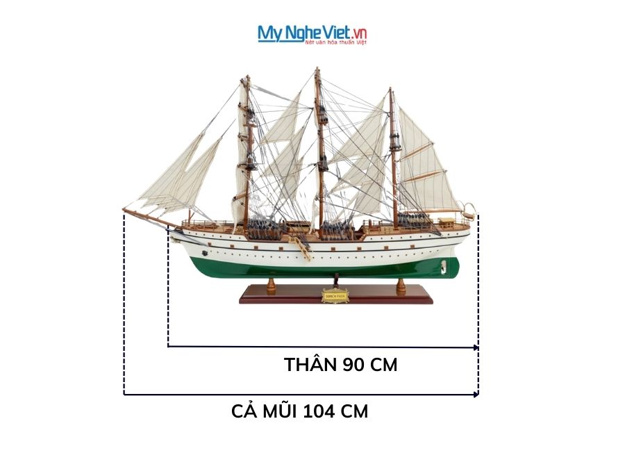 Mô Hình Thuyền Buồm Gỗ Hải Quân Gorch Fock (Sơn Màu) Hàng Xuất Khẩu | Gỗ Căm Xe | Thân 90cm MNV-TB51