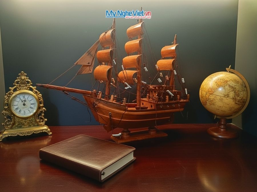 Mô Hình Tàu Thuyền Thái Lan gỗ cẩm lai (Thân 40cm) MNV-TB15/40 - Mô hình tàu thuyền trang trí