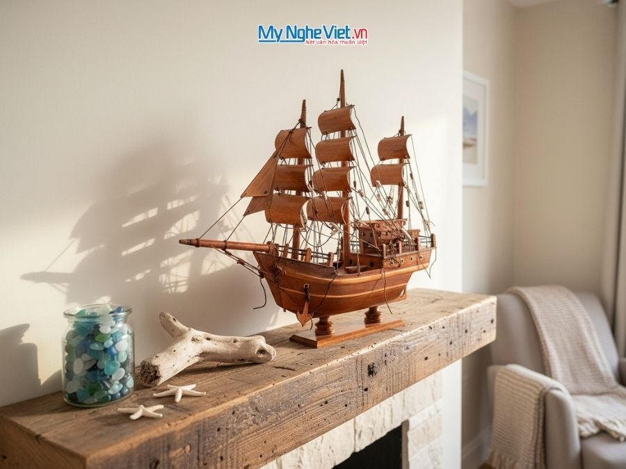 Mô Hình Tàu Thuyền Thái Lan gỗ cẩm lai (Thân 40cm) MNV-TB15/40 - Mô hình tàu thuyền trang trí