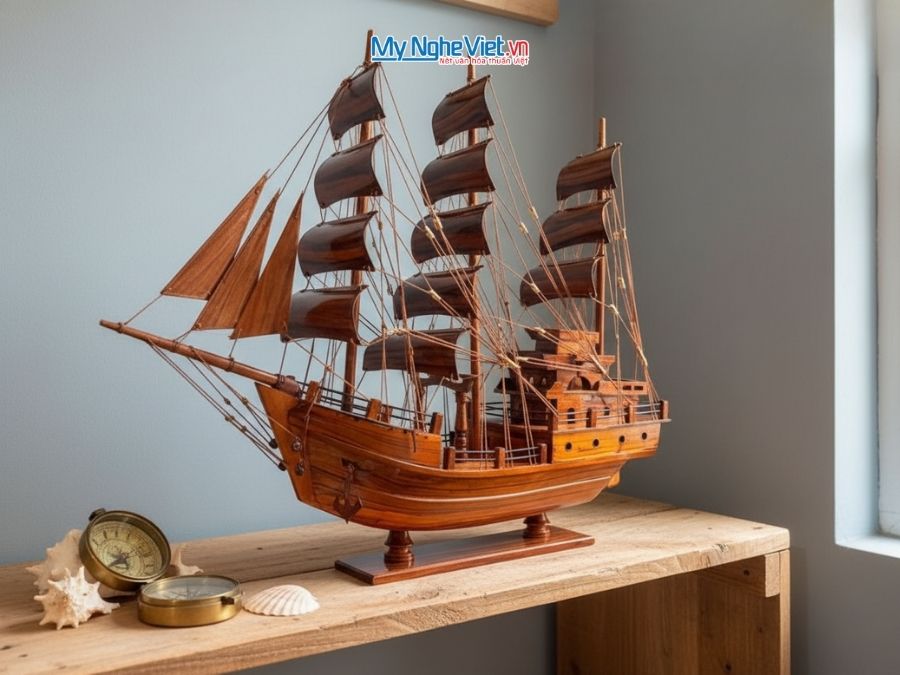 Mô Hình Tàu Thuyền Thái Lan gỗ cẩm lai (Thân 60cm) MNV-TB15/60CL - Mô hình thuyền buồm phong thủy