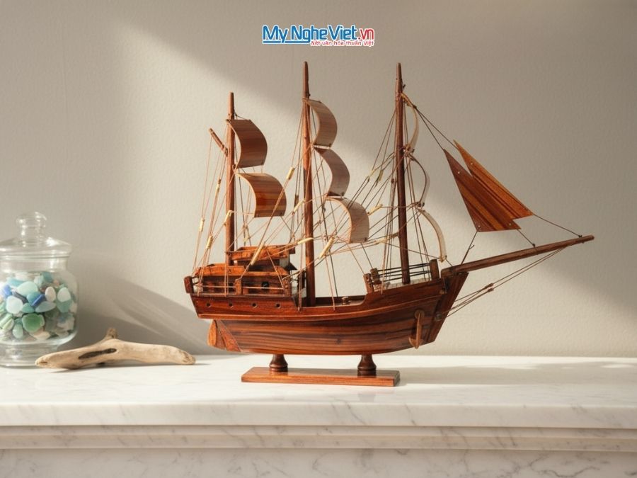 Mô Hình Tàu Thuyền Thái Lan gỗ tràm (Thân 40cm) MNV-TB15/40 - Mô hình thuyền buồm phong thủy