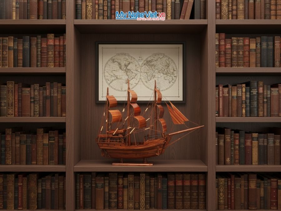 Mô Hình Tàu Thuyền Thái Lan gỗ tràm (Thân 40cm) MNV-TB15/40 - Mô hình thuyền buồm phong thủy