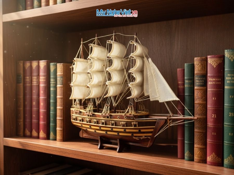 Mô Hình Thuyền Chiến Cổ Jylland Buồm Trắng (Thân 60cm) MNV-TB27-60.1 - Mô hình thuyền buồm phong thủy