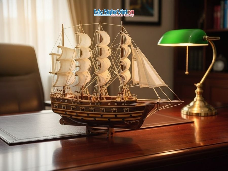 Mô Hình Thuyền Chiến Cổ Jylland Buồm Trắng (Thân 60cm) MNV-TB27-60.1 - Mô hình thuyền buồm phong thủy