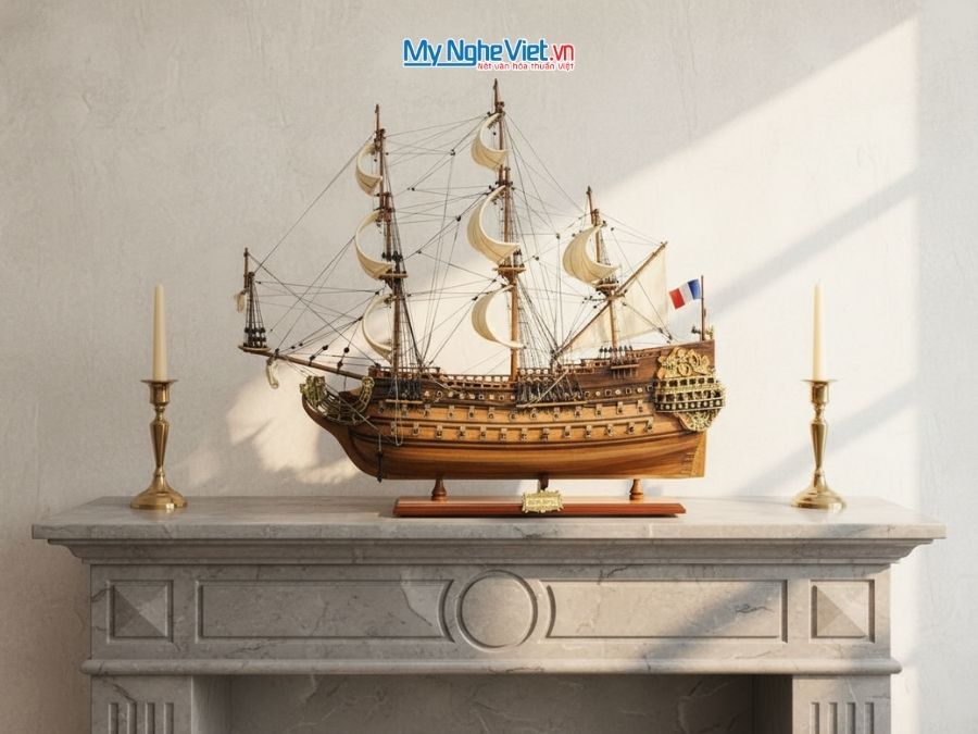 Mô hình thuyền chiến cổ Le Soleil Royal (thân 80cm) MNV-TB28 - Mô hình tàu thuyền trang trí