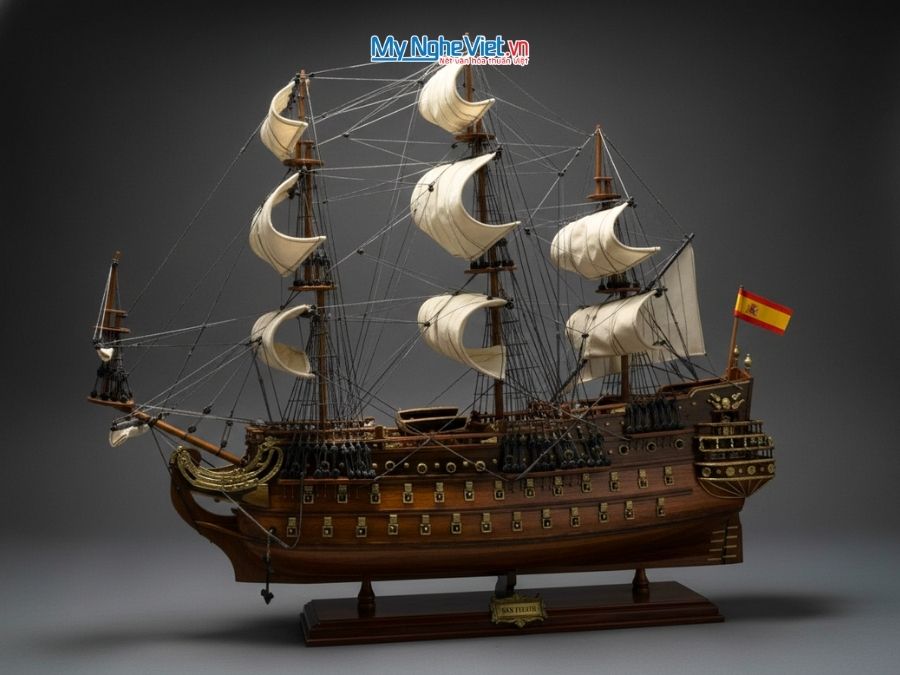 Mô hình thuyền chiến cổ San Felipe (Thân 80cm) MNV-TB14-80 - Mô hình thuyền buồm phong thủy