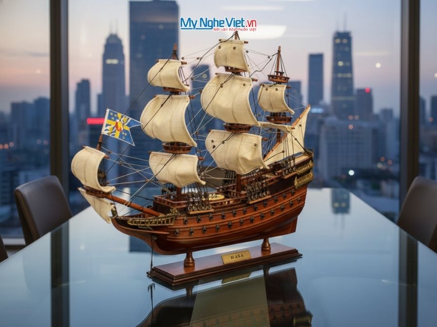 Mô hình thuyền chiến cổ Wasa (thân 48cm) MNV-TB09