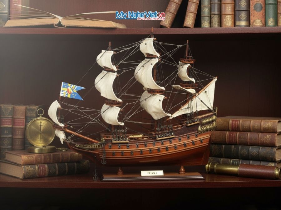 Mô hình thuyền chiến cổ Wasa (thân 48cm) MNV-TB09