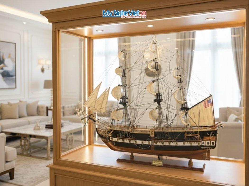 Mô hình  thuyền chiến cổ USS CONSTITUTION (Thân 80cm) MNV-TBUSS01 - Mô hình tàu thuyền trang trí
