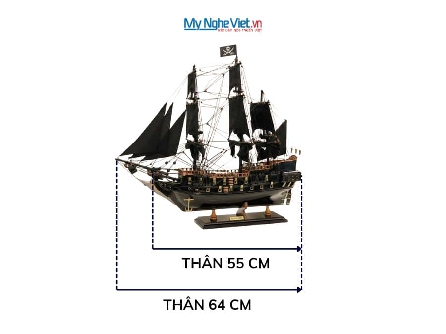 Mô hình thuyền cướp biển Ngọc Trai Đen - Black Pearl (Thân 55cm) MNV-TB17/55
