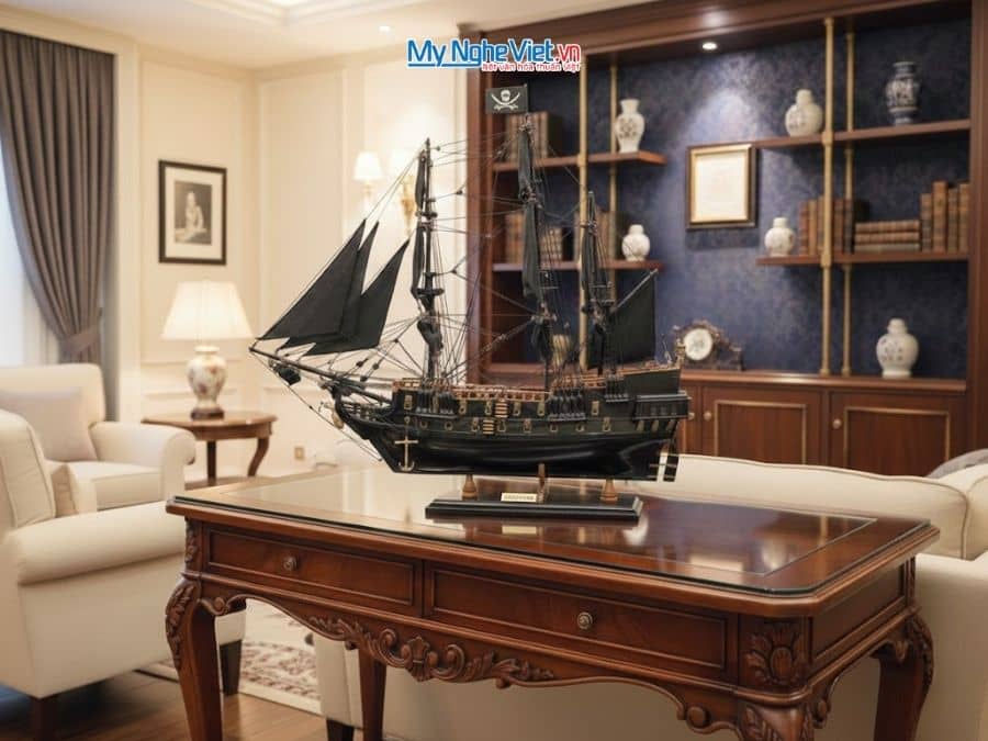 Mô hình thuyền cướp biển Ngọc Trai Đen - Black Pearl (Thân 55cm) MNV-TB17/55