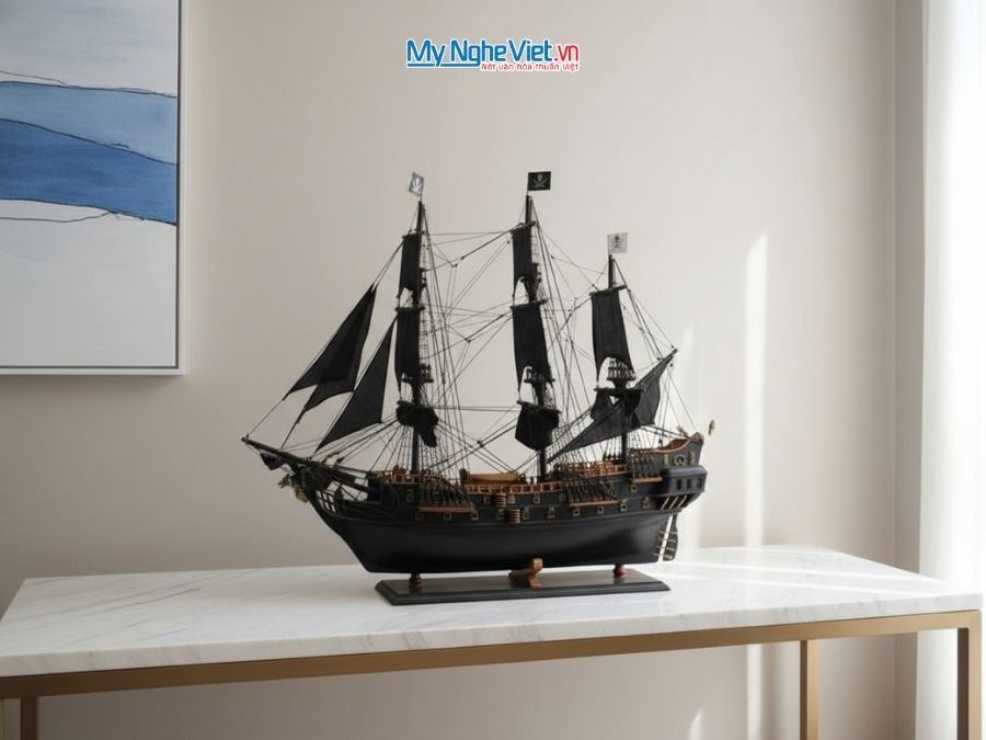 Mô hình tàu cướp biển Ngọc Trai Đen Black Pearl (Thân 80cm) MNV-TB17