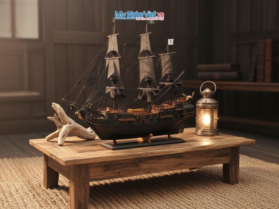 Mô hình tàu cướp biển Ngọc Trai Đen Black Pearl (Thân 80cm) MNV-TB17