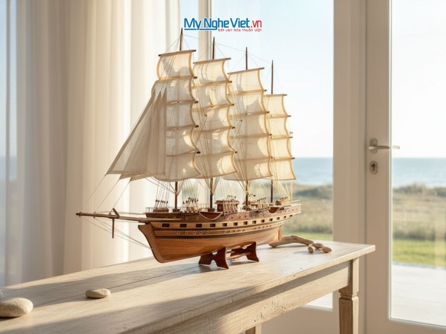 Mô hình thuyền France II hàng thường thân 60cm MNV-TB03-2 - Mô hình thuyền buồm phong thủy