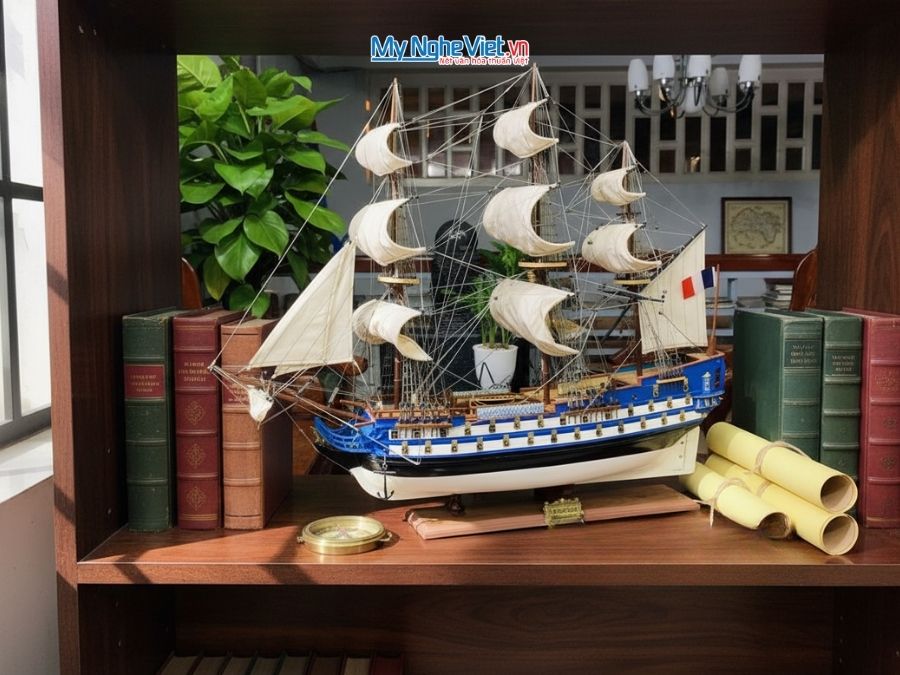 Mô Hình Thuyền Gỗ Chiến Cổ Le Protecteur Gỗ Căm Xe MNV- TB37 - Thuyền Gỗ Mỹ Nghệ