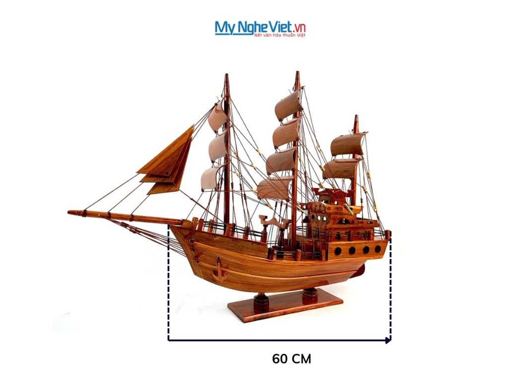 Mô Hình Thuyền Gỗ Thái Lan gỗ tràm (Thân 60cm) MNV-TB15/60