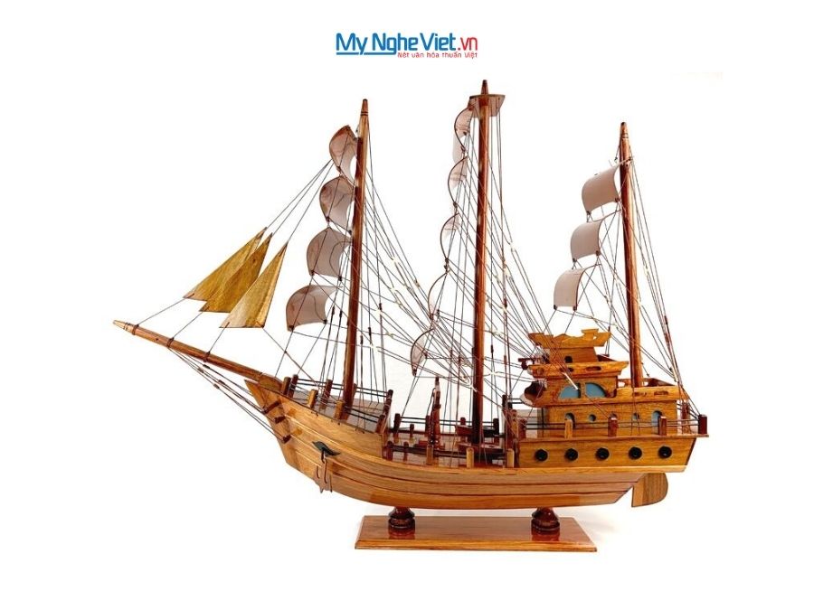 Mô Hình Thuyền Gỗ Thái Lan gỗ tràm (Thân 120cm) MNV-TB15/120 - Mô hình tàu thuyền trang trí