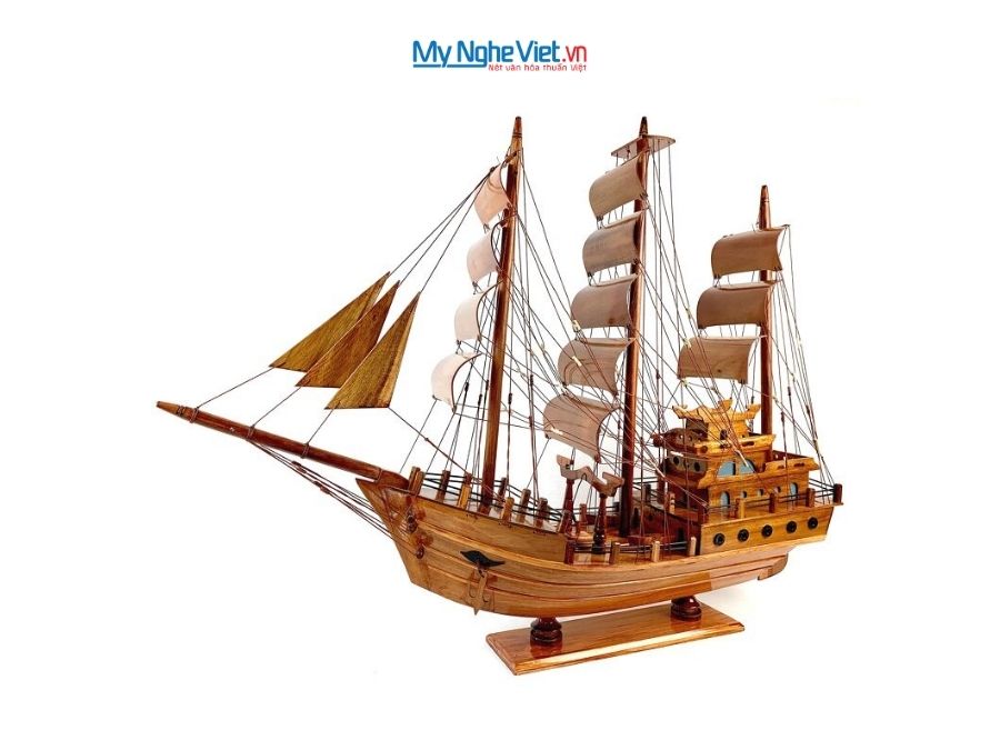 Mô Hình Thuyền Gỗ Thái Lan gỗ tràm (Thân 120cm) MNV-TB15/120 - Mô hình tàu thuyền trang trí