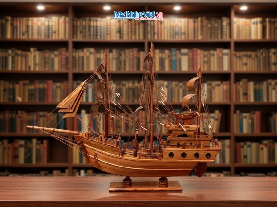 Mô Hình Thuyền Gỗ Trang Trí Thái Lan gỗ hương (Thân 60cm) MNV-TB15/60H
