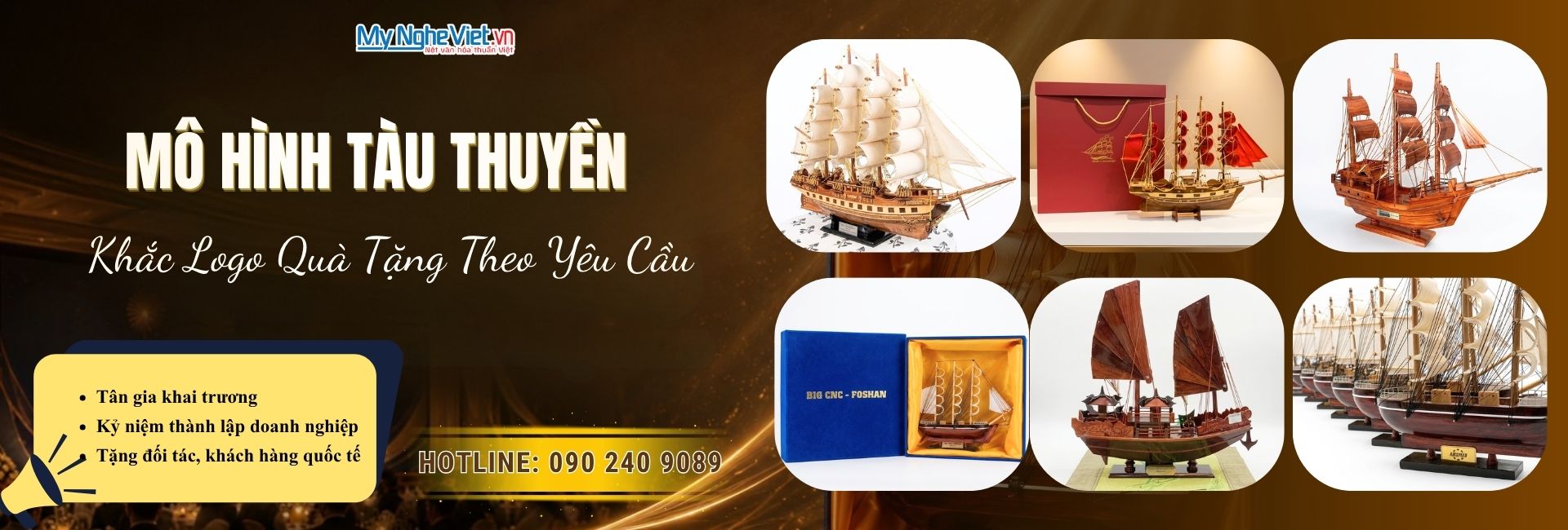 Mô hình tàu thuyền khắc logo