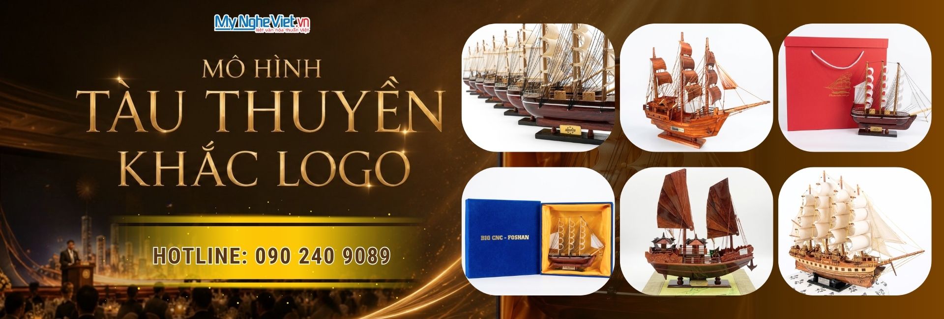 Mô hình tàu thuyền khắc logo