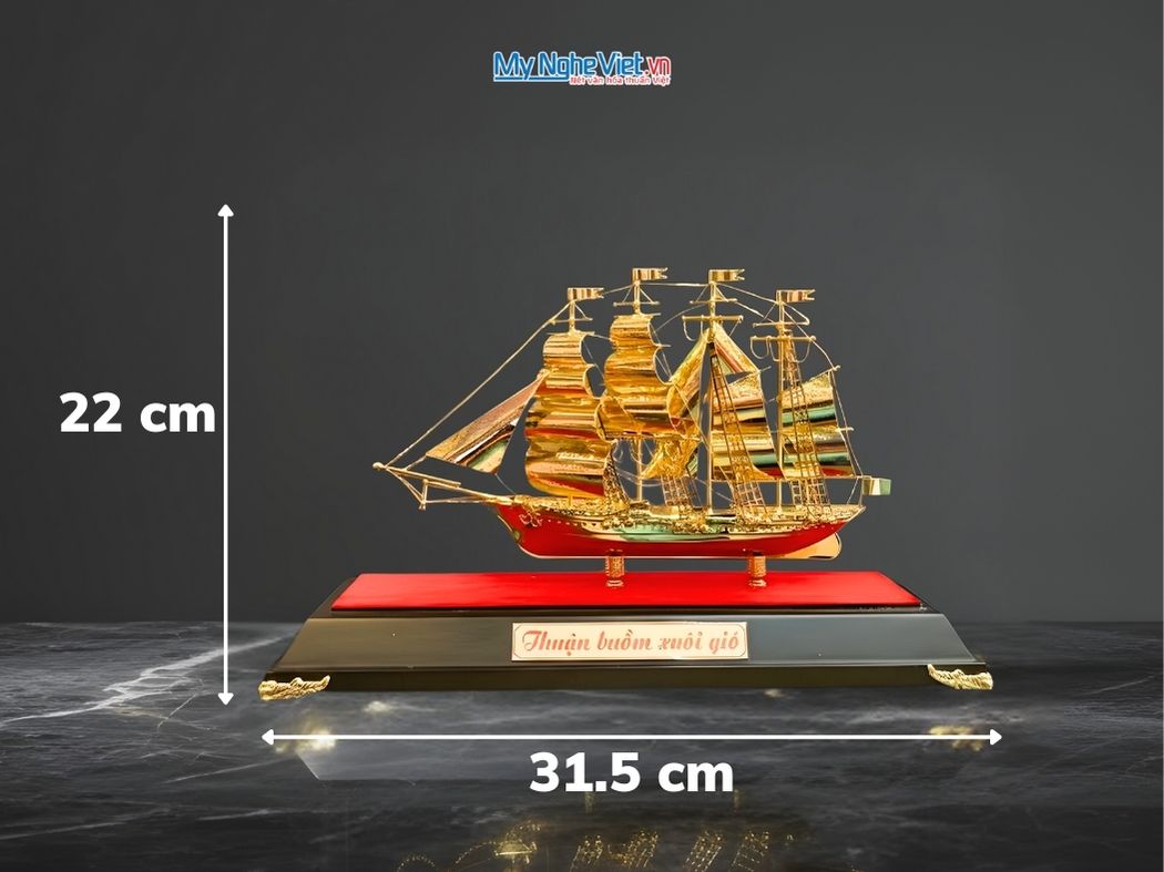 Mô Hình Thuyền Dát Vàng 24K DDTB026