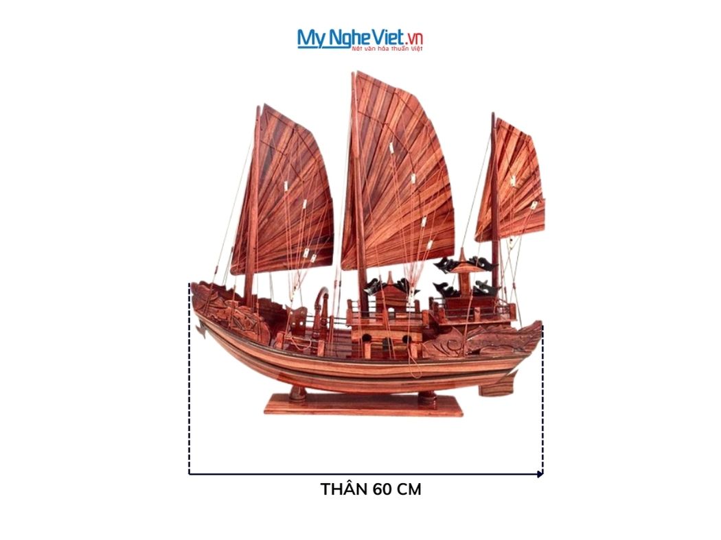Mô Hình Thuyền Rồng Gỗ Cẩm Lai (thân 60cm) MNV-TB16/60