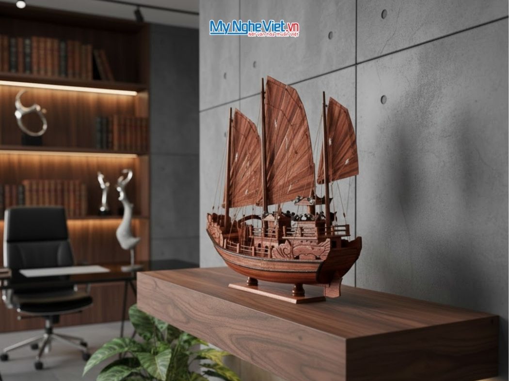 Mô Hình Thuyền Rồng Gỗ Cẩm Lai (thân 60cm) MNV-TB16/60