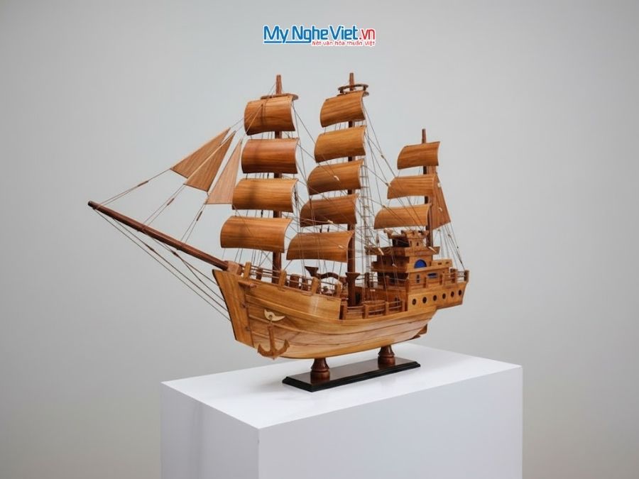 Mô Hình Thuyền Gỗ Thái Lan gỗ hương (Thân 100cm) MNV-TB15/100H