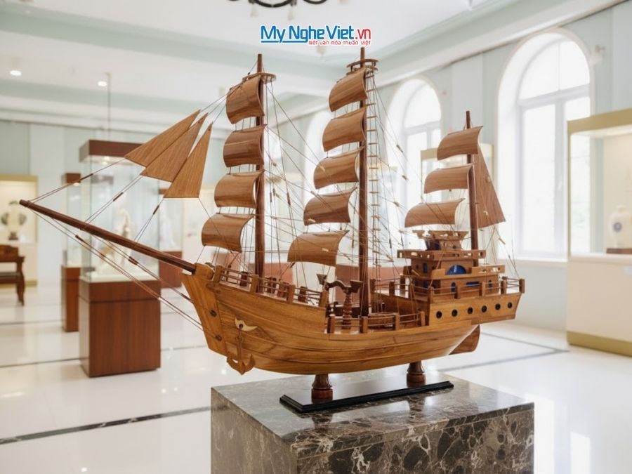 Mô Hình Thuyền Gỗ Thái Lan gỗ hương (Thân 100cm) MNV-TB15/100H