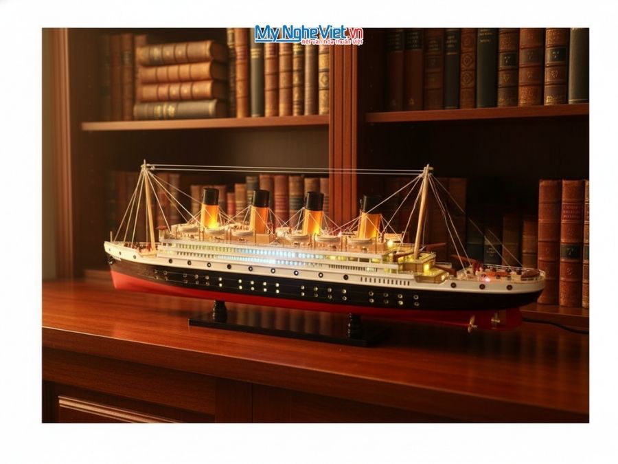 Mô hình thuyền Titanic đèn  (thân 1m) MNV-TB11D-100