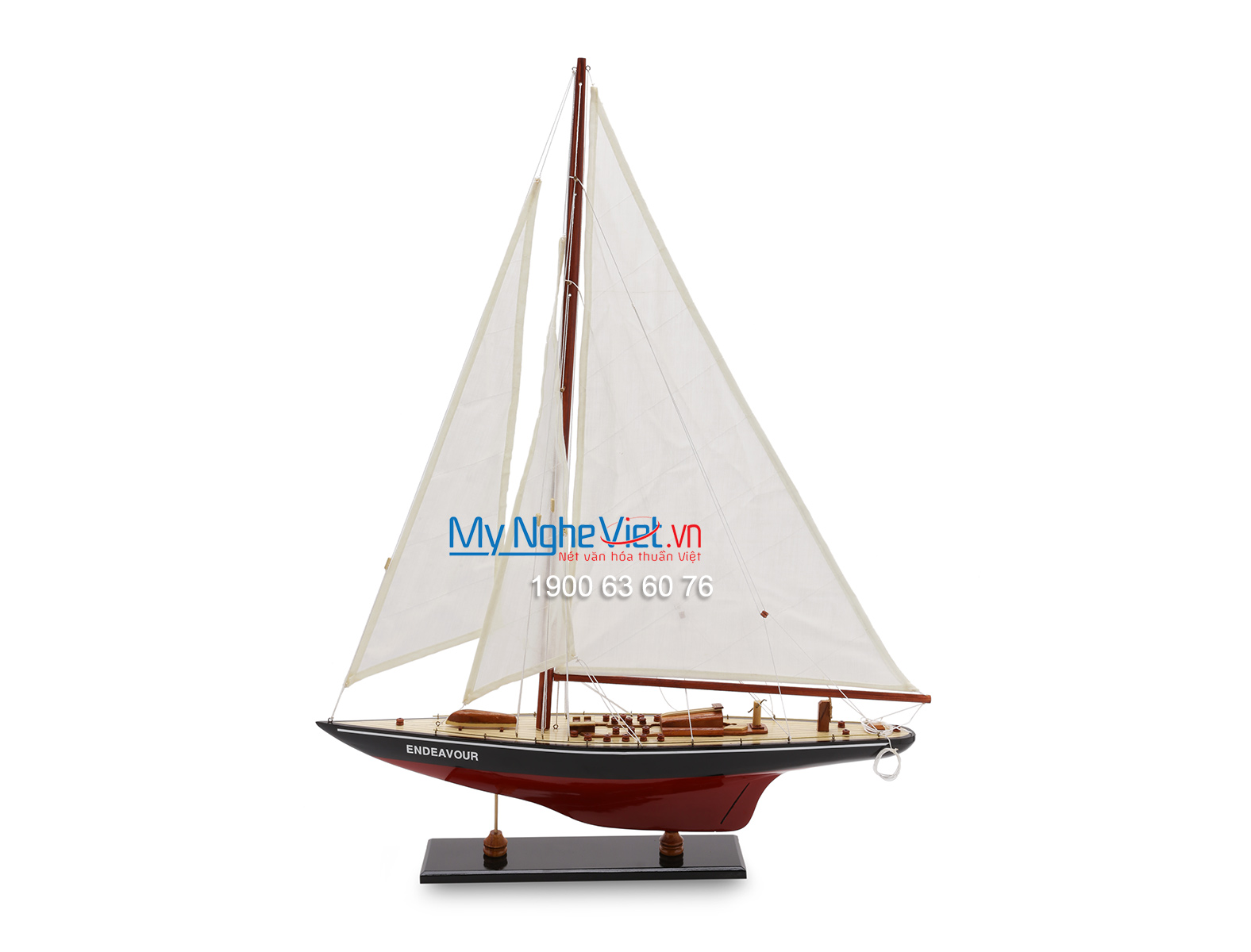 Mô hình thuyền Endeavour màu đỏ và trắng (Thân 50cm) MNV-TB23/2