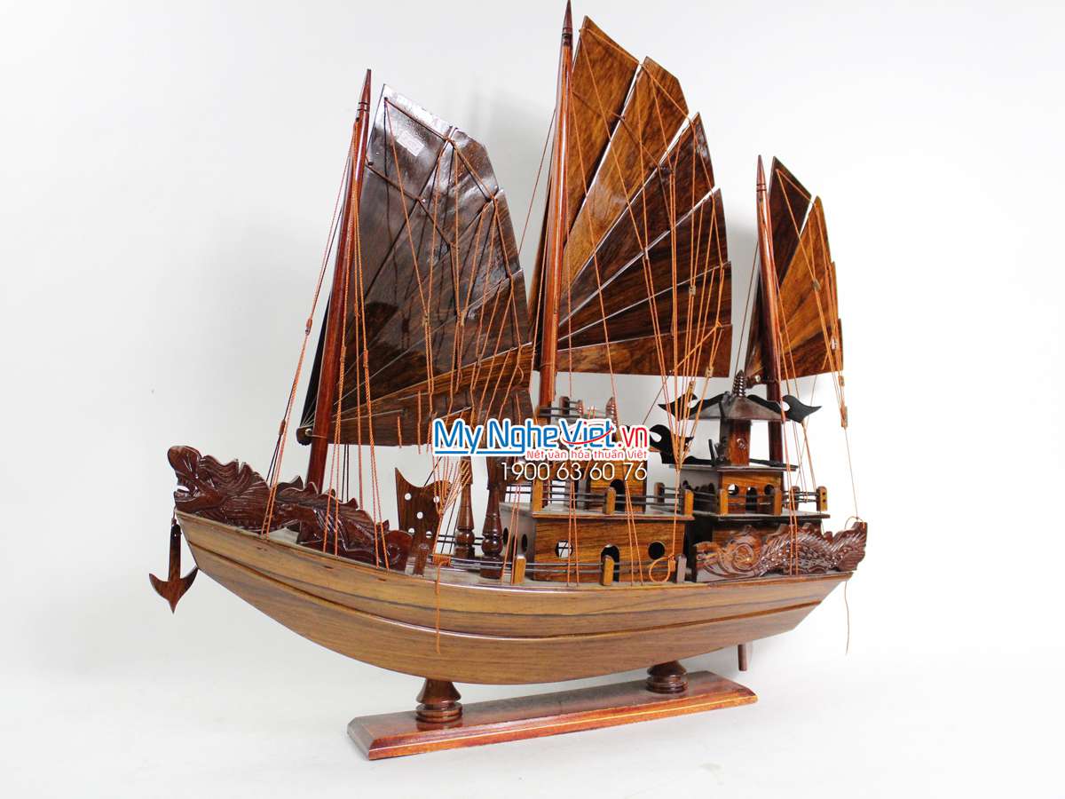 Mô hình thuyền Rồng gỗ trang trí GHS66493  Gỗ Trang Trí