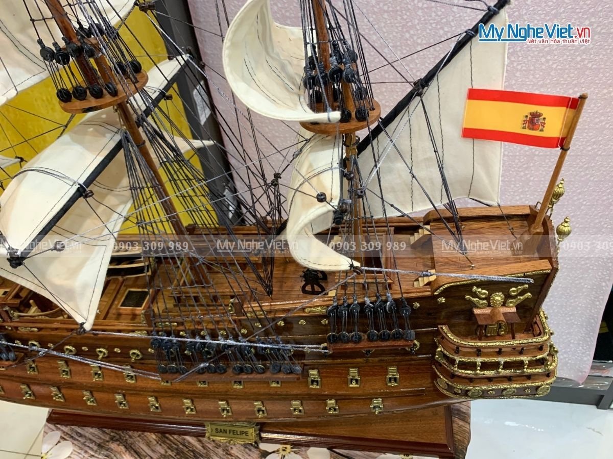 Mô hình thuyền chiến cổ San Felipe Thân 80cm MNV-TB14-80