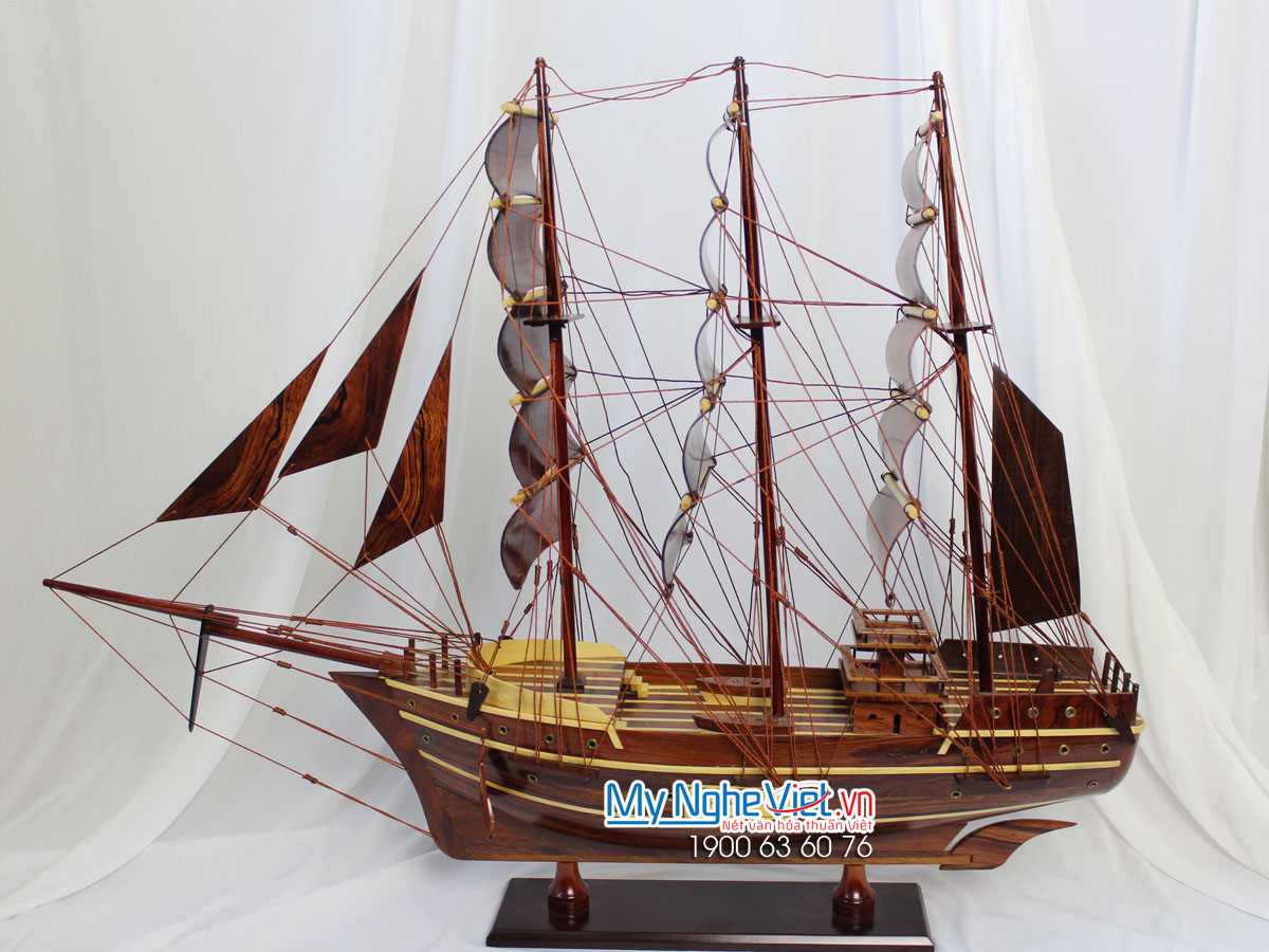  Mô Hình Thuyền Gỗ Trang Trí Kaiwoo Maru 60(cm) gỗ Cẩm Lai MNV-HVTB06